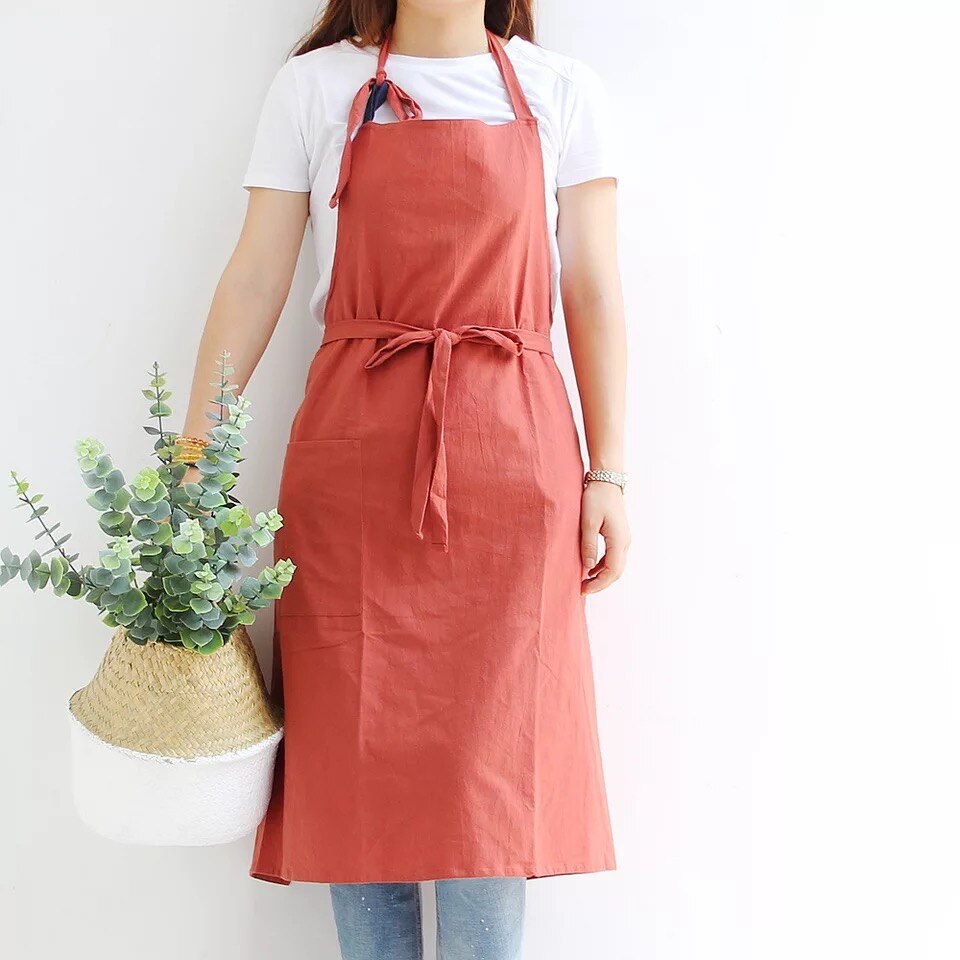 Blume Einkaufen Gartenarbeit Schürze Baumwolle Leinen Küche Schürzen Kaffee Einkaufen Kittel Küche Schürze Frauen Backen Overall Temperament Schürze: Lila
