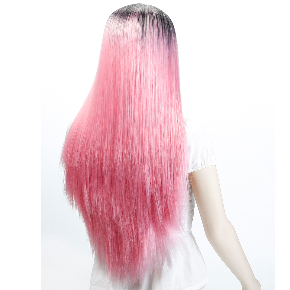 HOUYAN peruka biała suczka średniej długości peruka z prostymi włosami brązowa i złota peruka z długimi włosami naturalna dama zielona czarna różowa peruka