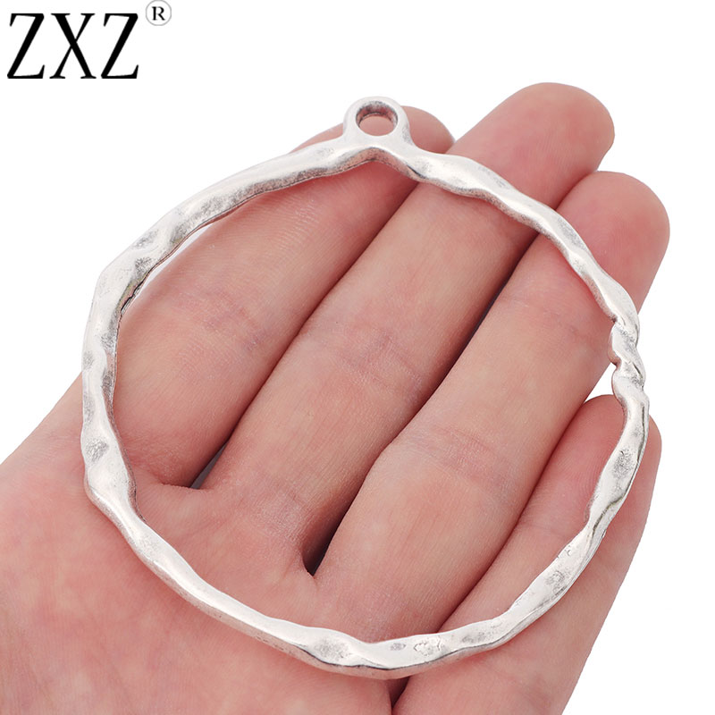 ZXZ 2pcs Large Hammered Open Circle Ring Charms Pendants for Jewelry Making Findings 82x71mm