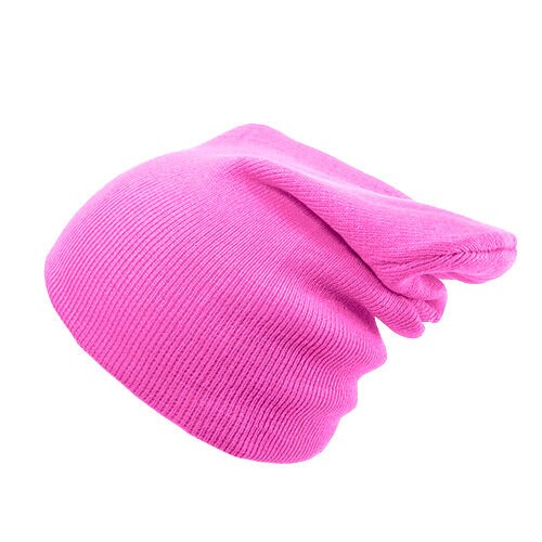 Mistdawn 2022 unisex strikket slouch skullies hunhue hue kvinder mænd efterår vinter varme huer ski cap one size: Rosenrød