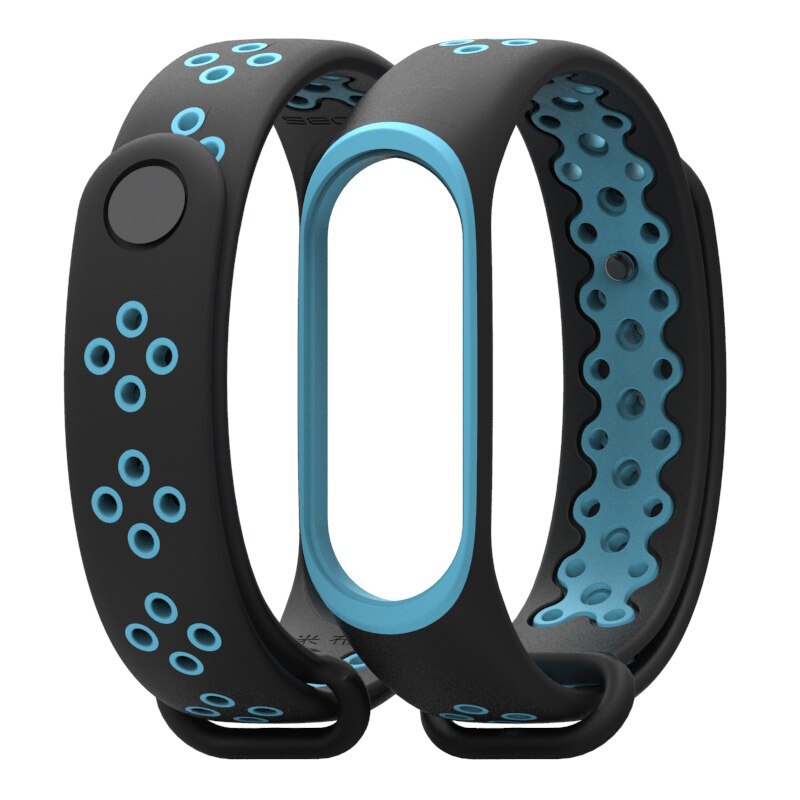 Horloge Band Voor Xiaomi Mi Band 3/4 Horloge Riem Sport Armband Voor Mi Band 3 4 Smart Horloge siliconen Band Voor Mi Band 3 4: Black Blue