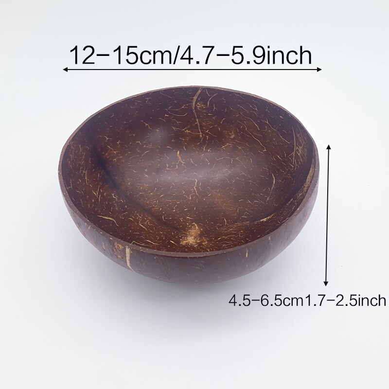 Sommar 12-15cm naturlig kokosnöt skål trä servis sked set kokos kök objekt ris ramen sallad hem dekorativ servis