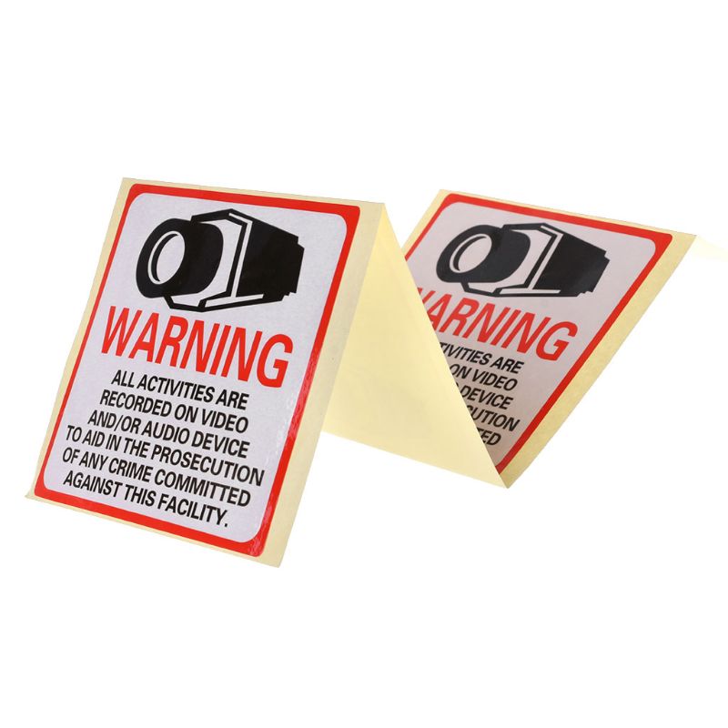 8PCS Warning Stickers SECURITY CAMERA IN USE Self-adhensive Safety Label Signs Decal HM