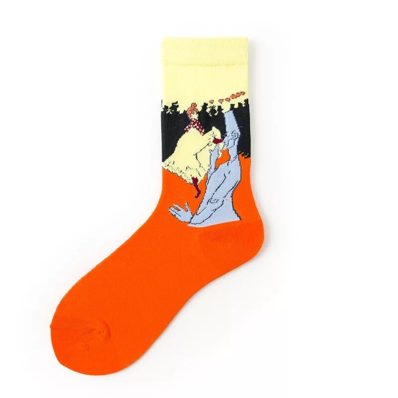 Klasyczne Retro abstrakcyjne malarstwo olejne skarpetki damskie nowoczesne Van Gogh gwiaździstej nocy obraz olejny szczęśliwe skarpetki prezent na boże narodzenie: 13