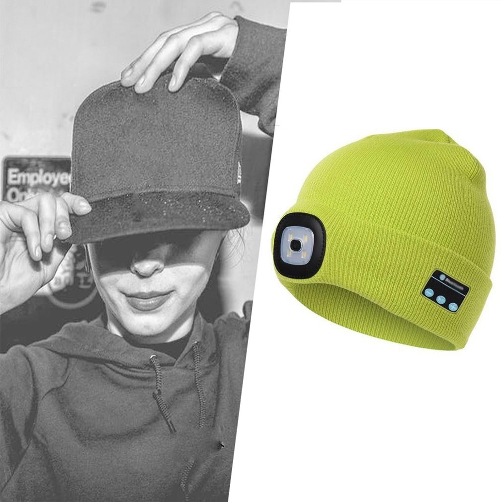 Winter Beanie Hat Wireless Smart Cap Headphone Headset with LED Light Handfree Music Headphone Earphones for