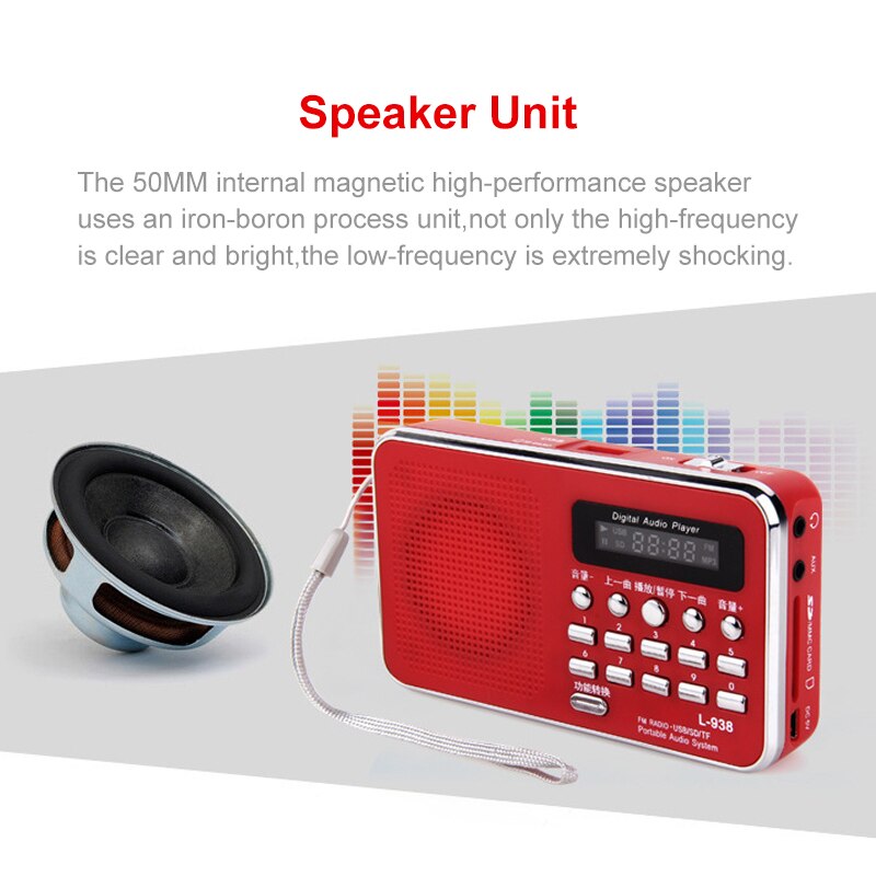 Mini Draagbare Fm Radio Tf Fm MP3 Usb Oplaadbare Batterij Handheld Muziek Speaker Digitale Radio Handsfree Zakken Ontvanger