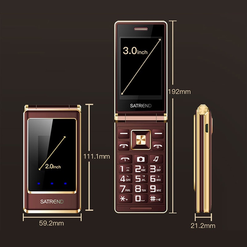 Flip dual screen 3.0&quot; original flip russian keyboard senior touch mobile phone Phone Elder clamshell Cell phones H-mobile