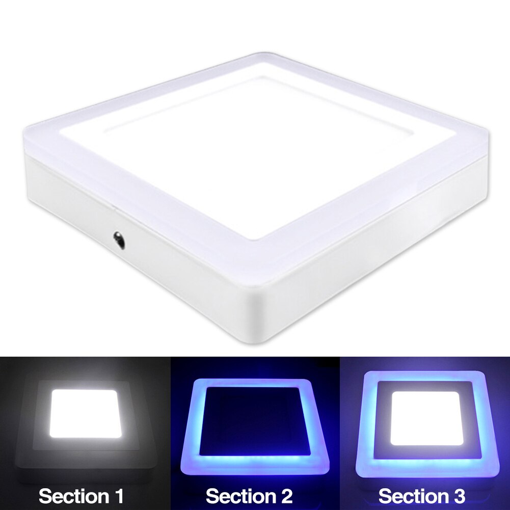 Firkantet dobbelt farve led panel lampe overflade loft væg stuer lys 85-265v metal+akryl kontor aluminium skal spisestue