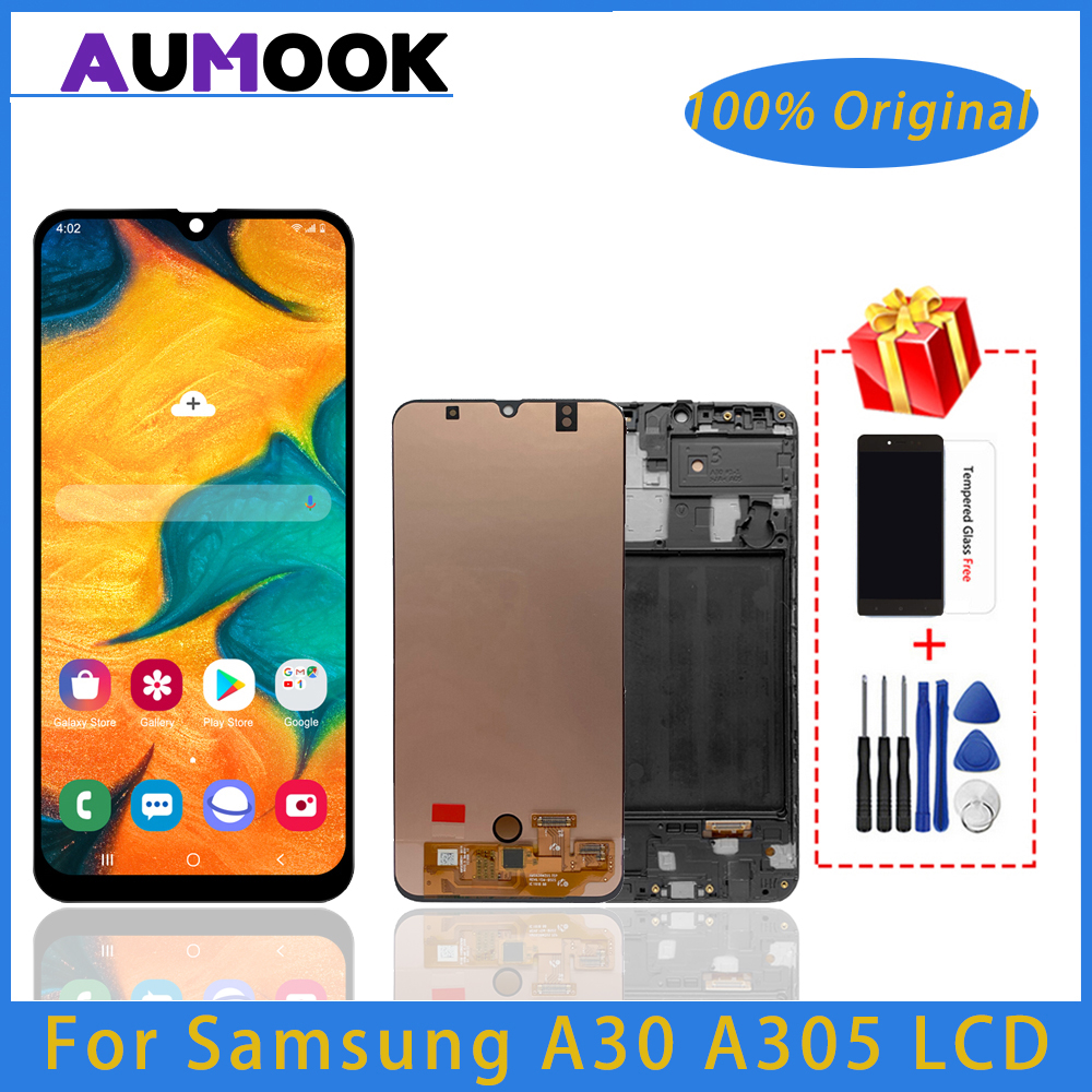 SUPER AMOLED For Samsung GALAXY A30 LCD Display Touch Screen With Frame Digitizer Assembly Original A305/DS A305FN A305G LCD