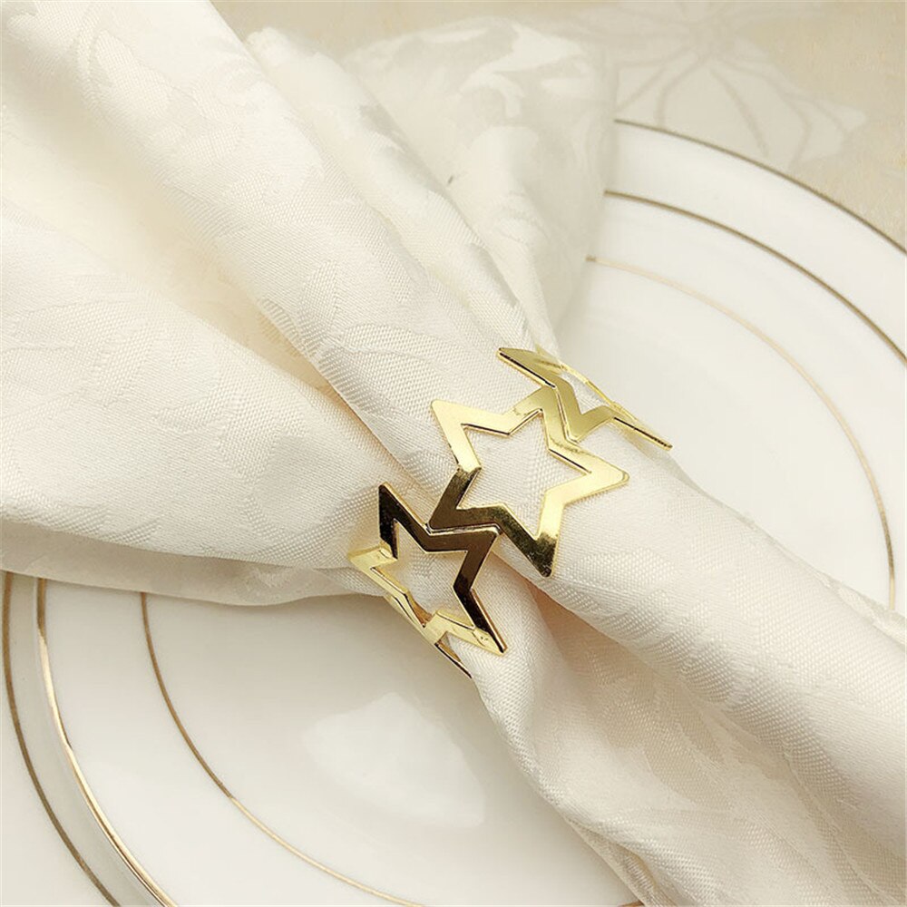 Metal gold five-star dining ring tabletop decoration for western food, wine party, family gathering, wedding banquet