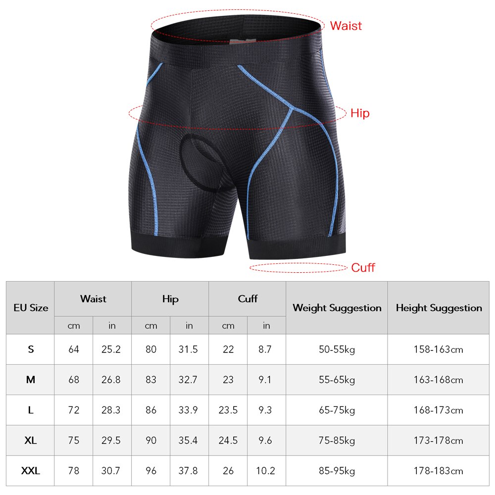 Pantaloncini imbottiti per bici da uomo con impugnature antiscivolo ciclismo intimo imbottito 3D pantaloncini da equitazione per biciclette pantaloncini da ciclismo