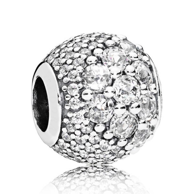 Mosaic Ball Blue & Clear Enchanted Chiselled Elegance Droplet Charm 925 Sterling Silver Beads Fit Bracelet DIY Jewelry: P-D-1595