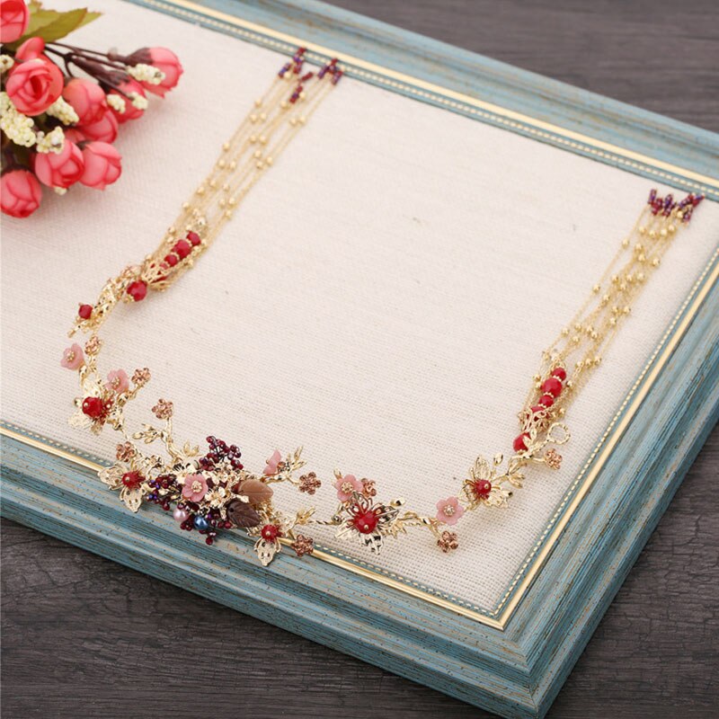 FORSEVEN chinois Vintage mariée ensemble de bijoux de mariage chine traditionnelle ethnique chapellerie de mariée diadème couronne épingles à cheveux boucles d'oreilles