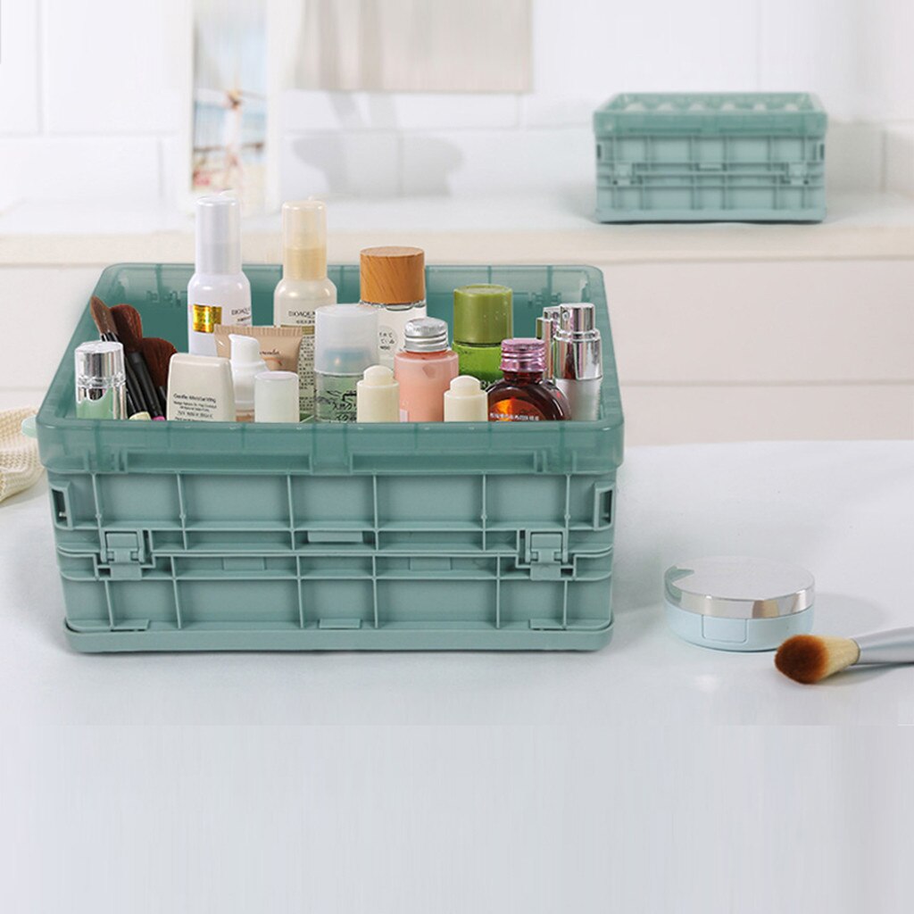 Plastic Folding Storage Container Basket Crate Box Stack Organizer Box Container Sundries Storage Bathroom Home #25