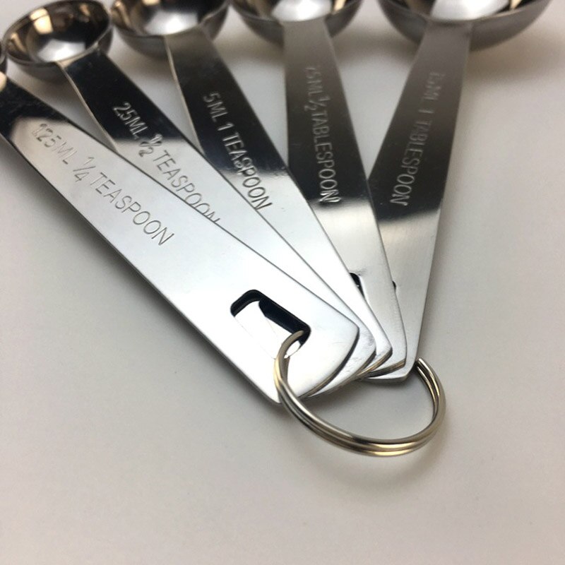 5 PCS Stainless Steel Measuring Scoop Spoon Set with Scale Value for Cooking Baking 1.25ml 2.5ml 5ml 7.5 ml 15ml