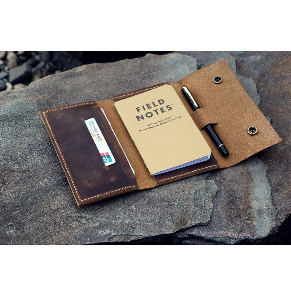 Lederen travel journal wallet leather notebook portemonnee voor pocket size veld notities leather wallet cover iPhone X XS MAX portemonnee