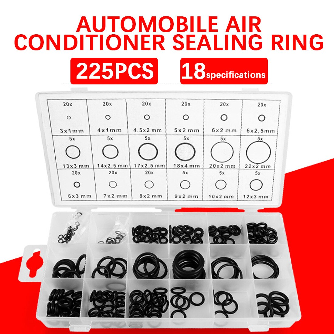 225 stücke O-Ring Washer Dichtungen Sortiment O-ringe Nitril Washer Auto Dichtungen Regendichtheit Gummi Ring Mit Plactic box Kit Set