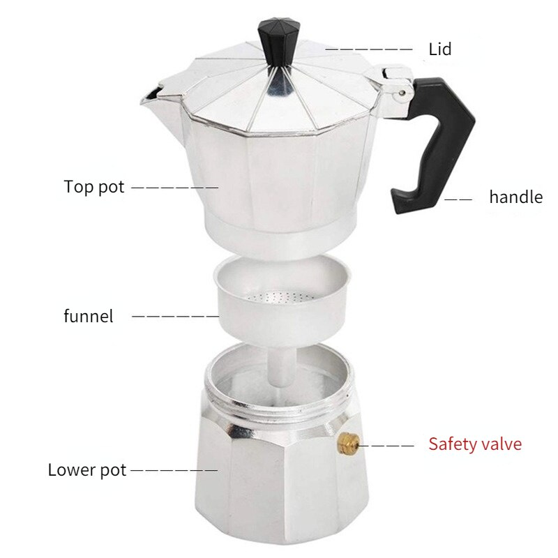 Moka Pot Italiaanse Koffie Machine Espresso Aluminium Geiser Koffiezetapparaat Waterkoker Latte Kachel Klassieke Coffeeware Barista Accessoires