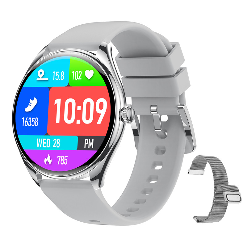 2024 novo ultra-fino relógio inteligente feminino relógio esportivo 1.43 polegadas tela amoled masculino bluetooth chamada monitoramento de freqüência cardíaca smartwatch: Branco