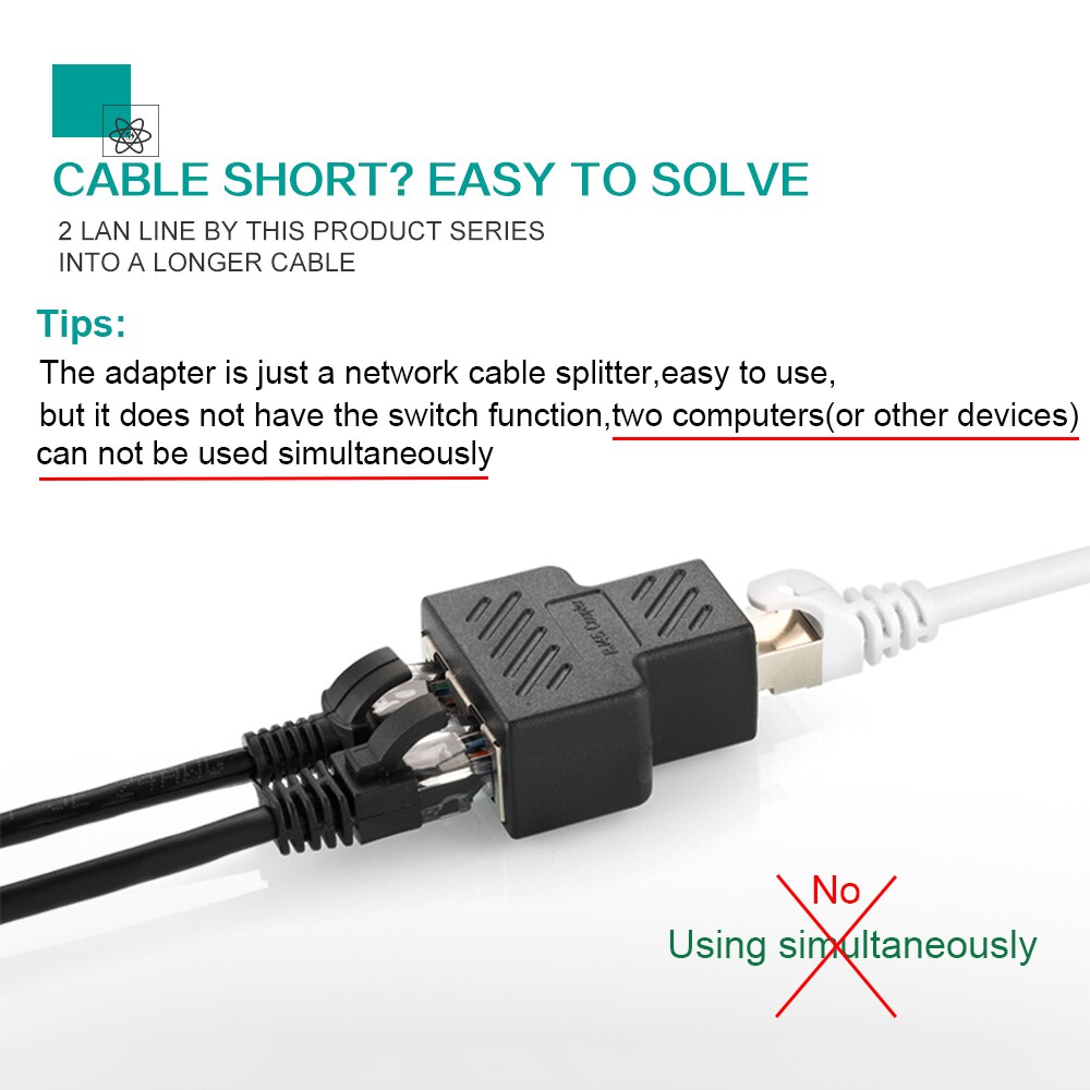 Katze6 RJ45 8P8C Stecker Auf Dual RJ45 Splitter Netzwerk Ethernet Patchkabel Adapter Mit Schild RJ45 Netzwerk Ethernet