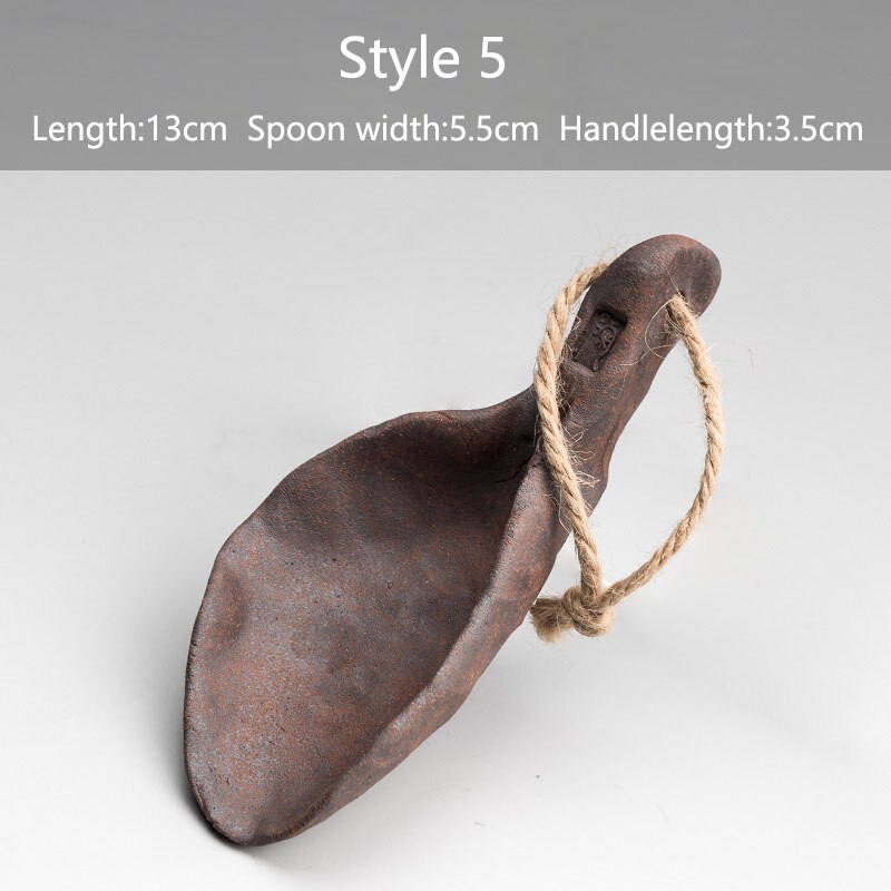 Creativity Coffee Tea Spoons Hand-made Ceramics Retro Teaspoon Seasoning Sugar Jam Large Long Handle Mixing Spoon: Style 5