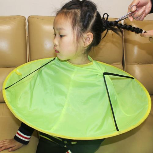 Kinderen Kids Waterdicht Haircut Catcher Schort Cape Paraplu Kapper Tool: green