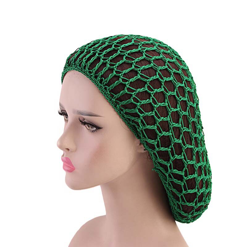 Women Ladies Soft Rayon Snood Hair Net Handmade Crocheted Hair Nets Mesh Breathable Hair Styling Hat Hatnight Cap Cheveux Femme: green