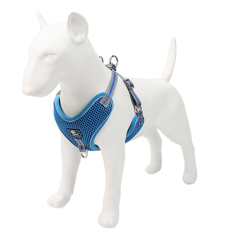 Large Dog Harness Vest big Dog Harnesses Breathable Mesh pet Walking lead Reflective dog chest strap for Labrador Husky Dogs: Blue / 4XL