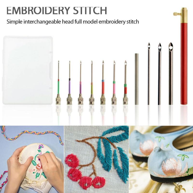 Interchangeable Head Embroidery Stitch Poke Embroidery Needle Punch Needle Set Embroidery Stitching Craft Tool For DIY Sewing