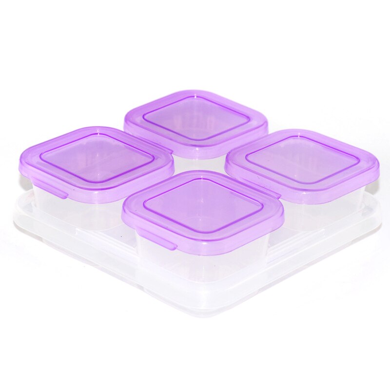 Small Grid Dessert Fruit Separate Storage Frozen Box Complementary Food Box Fresh-keeping Box Baby food supplement storage box: 13 Purple 4