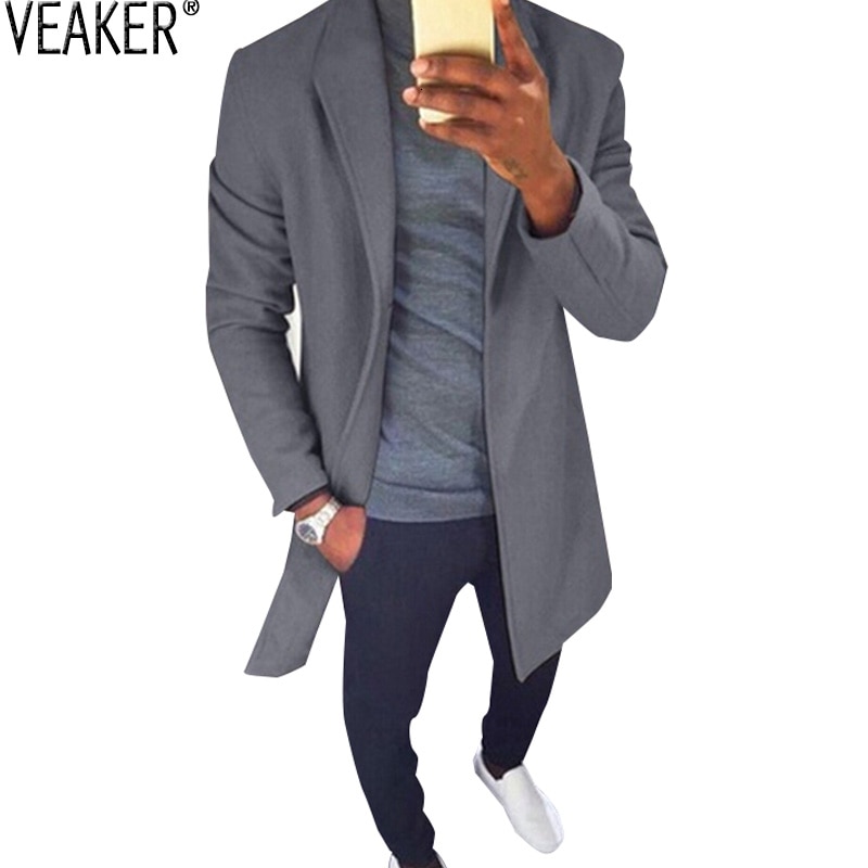 neue männer Wolle Gemischt Lange Mantel Jacke Männlichen Herbst Winter schlank passen Kaschmir Mäntel Einfarbig Wolle Mantel oberbekleidung 3XL