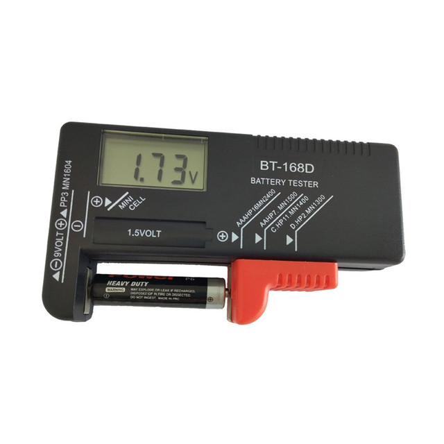 Probador de batería Digital BT168, comprobador de voltios para botón AA AAA 9V, probador de batería de varios tamaños, herramientas medidoras de voltaje BT168D BT-168D: Amarillo