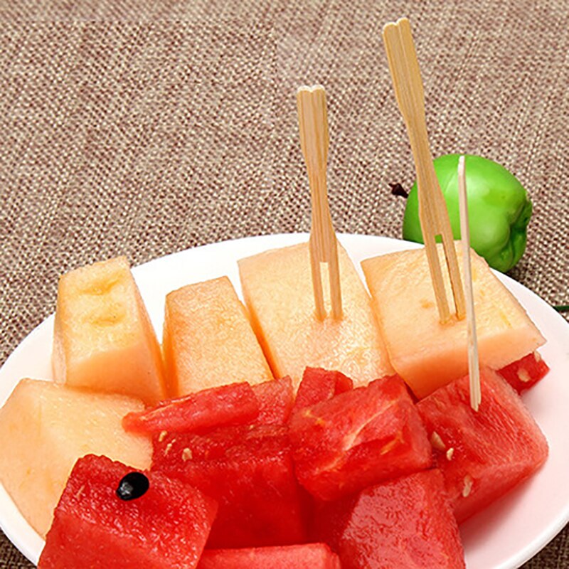 100 stuks/pak 9cm cupcake fruit vorken houten feest dessert stokjes keuken accessoires wegwerp voor bruiloft decoratie natuurkleur