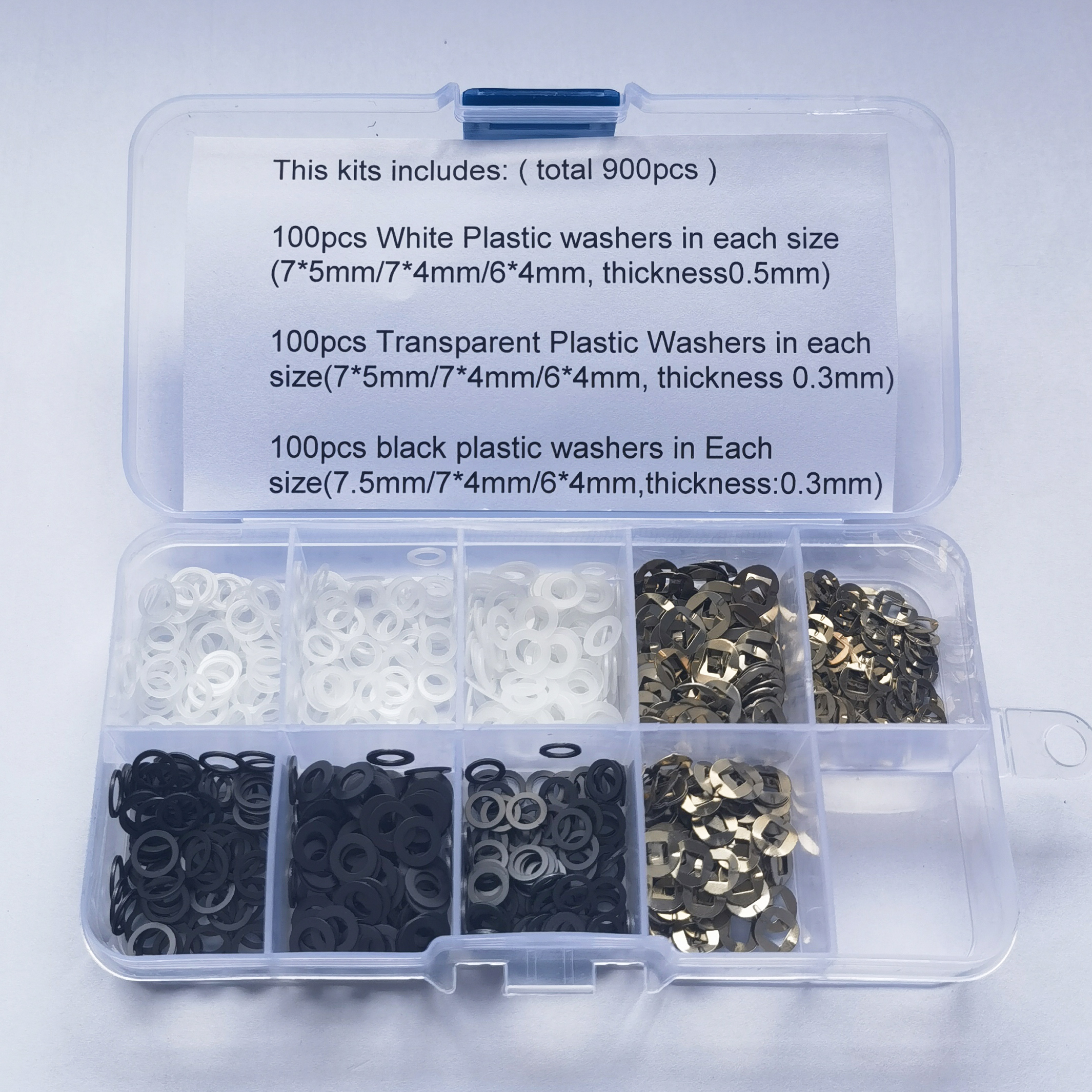 900 stks/partij in Doos Schaar Reparatie Kit Kappers Schaar Accessoire Plastic 7*5/7*4/6*4mm Ringen Kapper Salon Schaar Onderdelen