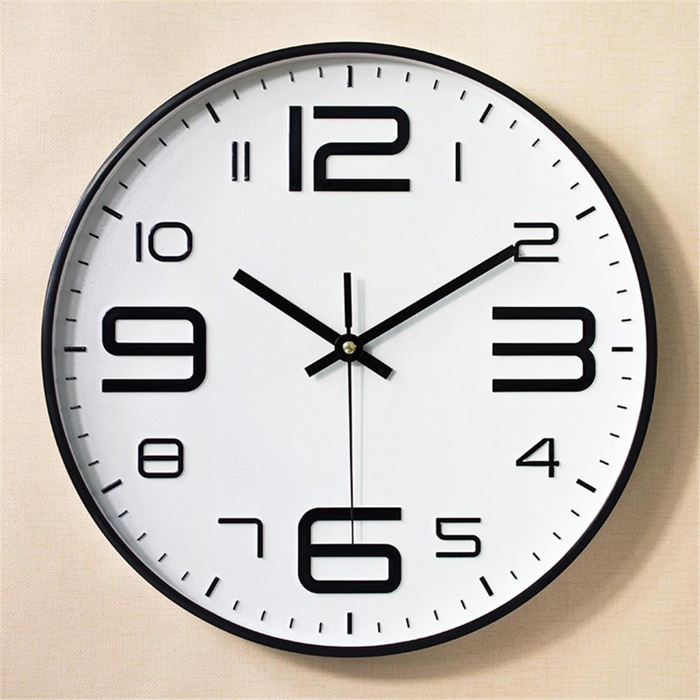 12inch Round Wall Clock Silent Hanging Digital Quartz Horloges Thick Border Watch Living Room Study Decor: Style 4