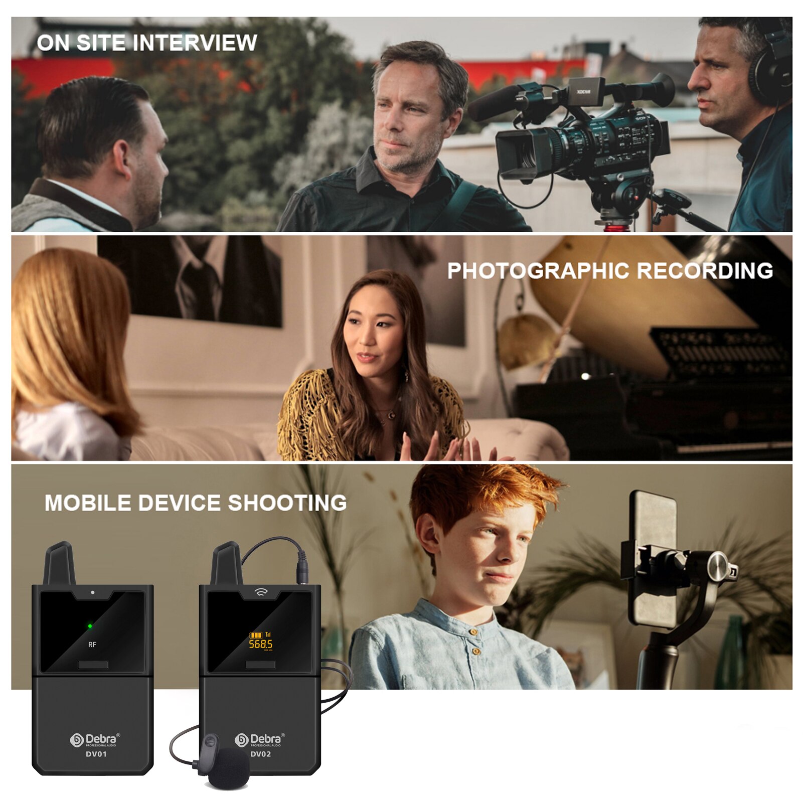 UHF Wireless Collar Clip Microphone w/ Audio Monitor Function for phones Cameras Outdoor Interview Live Broadcast Tie-clip Mic