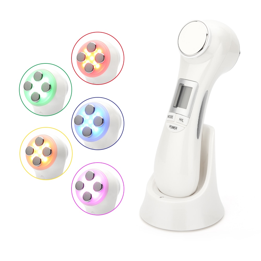 6 in 1 LED RF Photon Therapy Facial Skin Lifting Rejuvenation Vibration Device Machine EMS Ion Microcurrent Mesotherapy Massager