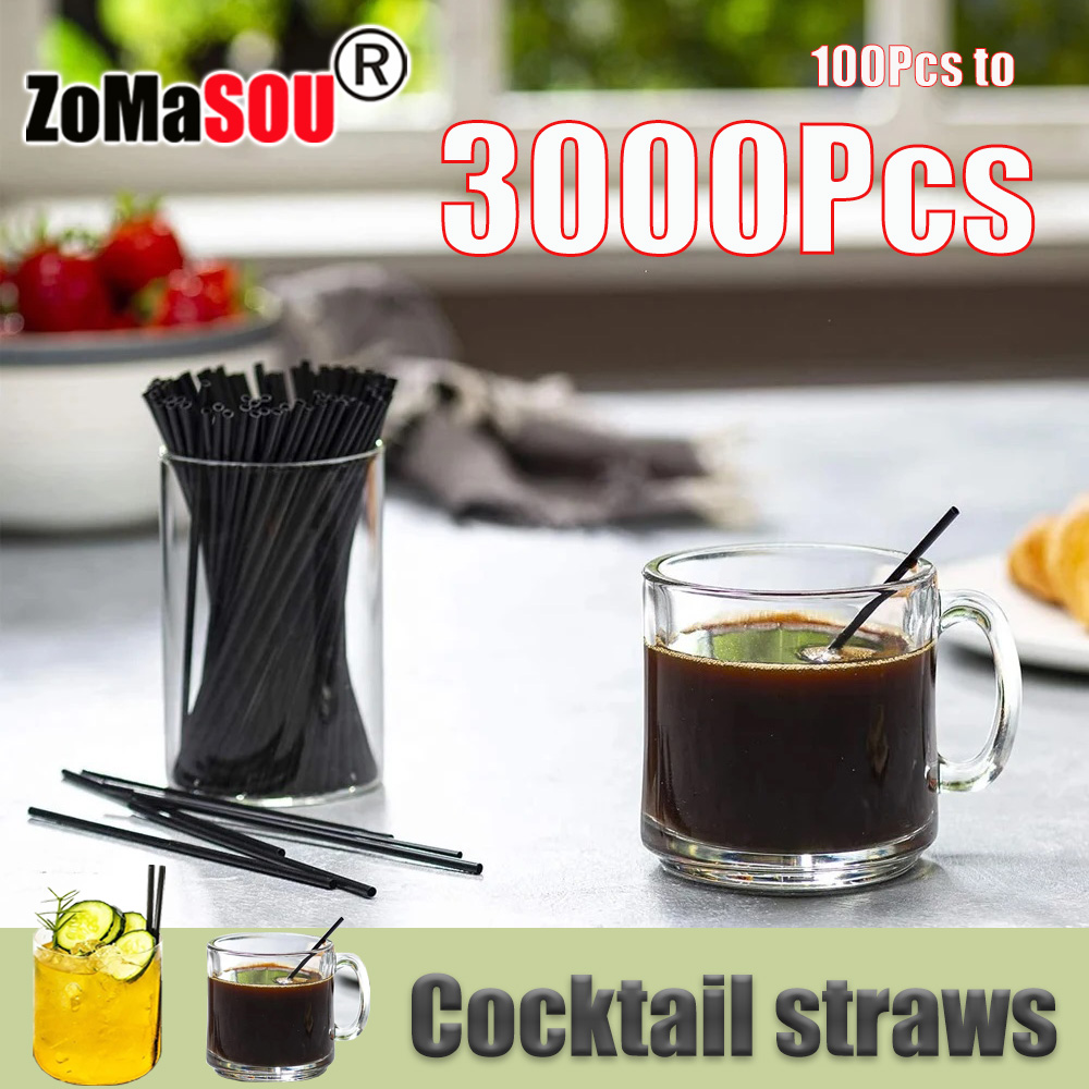 Pailles à Cocktail noires, 50 à 3000 pièces, pailles à boire flexibles pour thé, Tube de boisson en plastique, Bar de paille, fête de mariage,