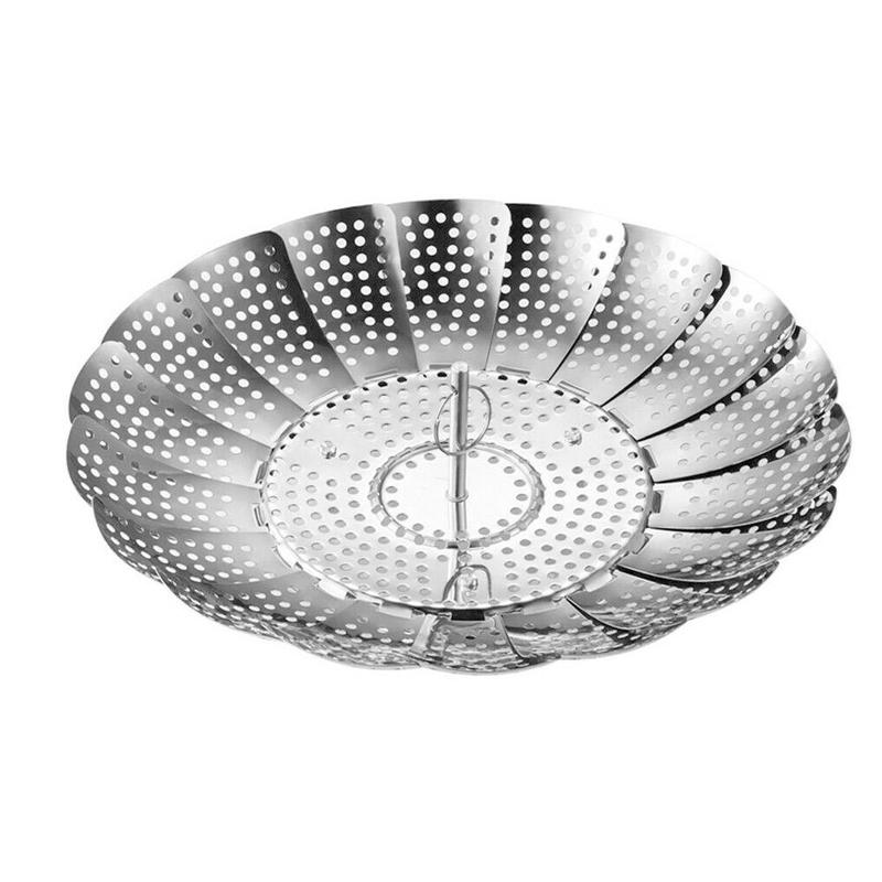 Telescopic Folding Dish Steam Stainless Steel Food Multifunction Cooker Tool Vegetable Kitchen Basket Steamer Mesh Steamer Y5H1: Default Title