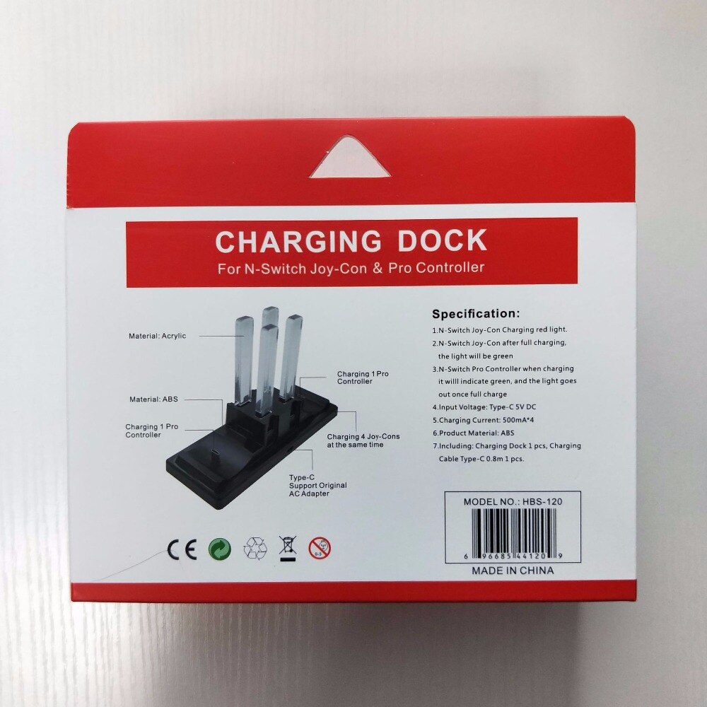 Multifunctioneel oplaadstation met 4 led-oplaadstandaards voor de nintendo switch + dubbel oplaadstation voor de draadloze ns pro joy-controller