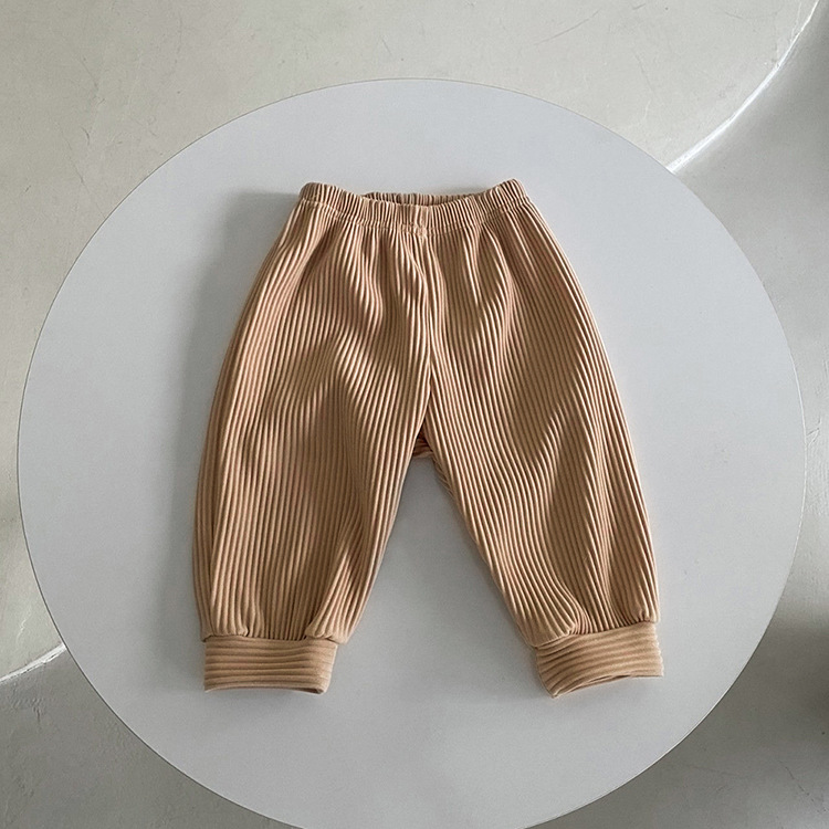 Bebê crianças moda com nervuras elástico calças longas meninos meninas casual manter quente crianças calças outono inverno todder exterior: khaki / 12M