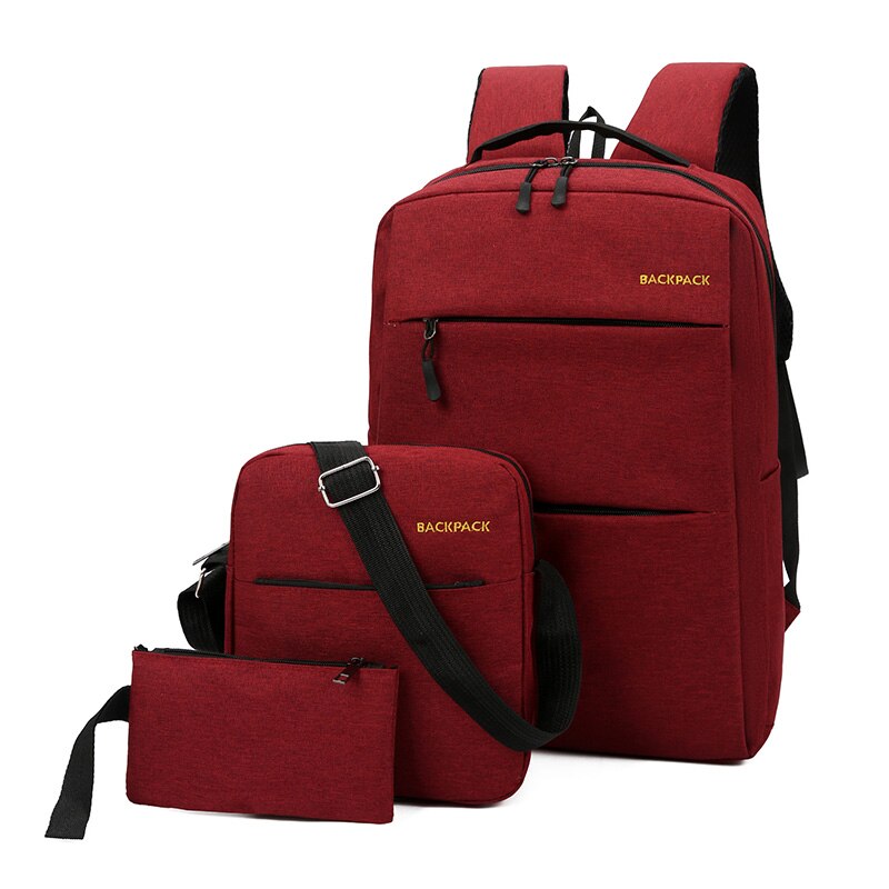 3pcs/lot School Backpack for Students Waterproof Oxford School Backpack Big Capacity Book Backpack: Red