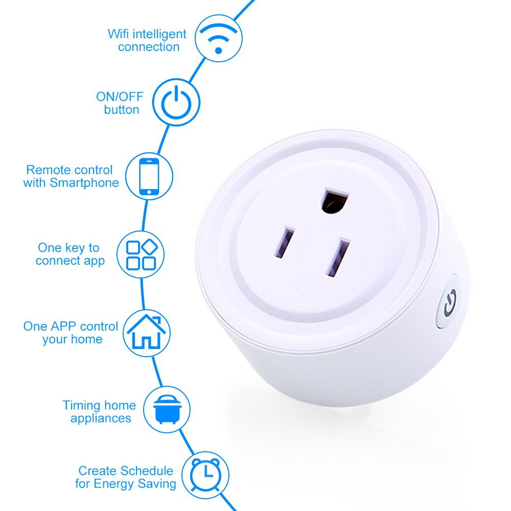 Portable Intelligent Automatic Mini Socket Wifi Plug with ON/OFF Switch Wi-Fi Enabled App Remote Control Wireless Timer