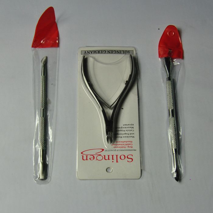 3 stks/set Rvs Nail Cuticle Spoon Pusher Remover Cutter Nipper Clipper