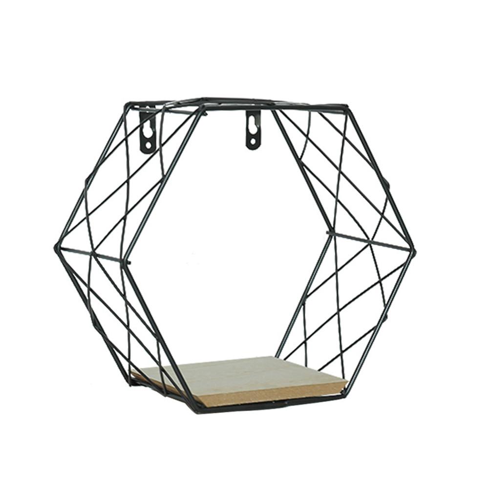 Järn hexagonalt rutnät vägg hylla kombination vägghängande geometrisk figur väggdekoration för vardagsrum sovrum