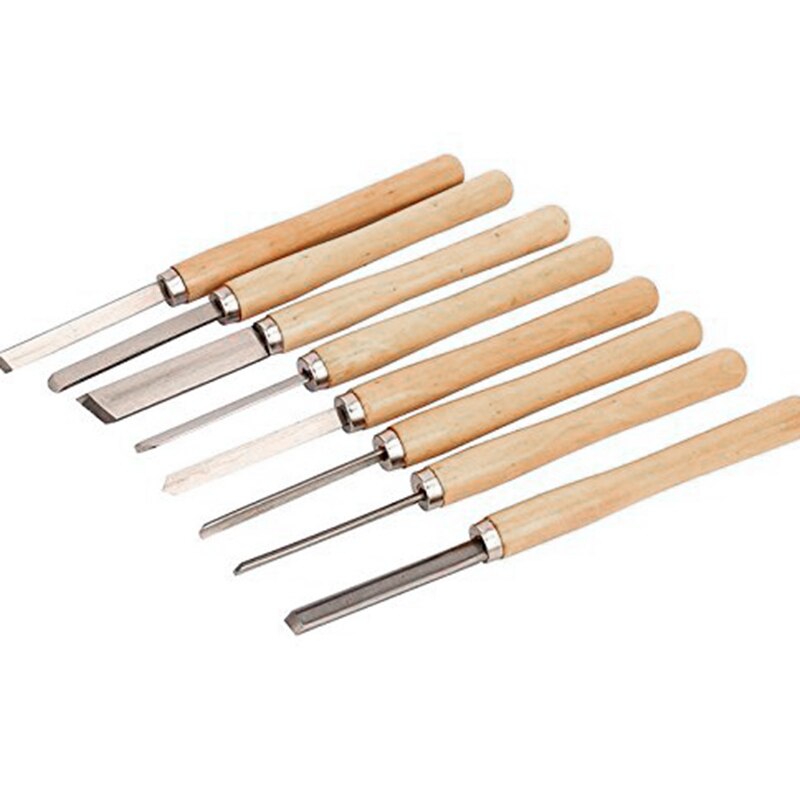 8Pcs/Set Woodworking Carving Chisel Knives Set Turning Tools Wood Craft Gouge Skew Parting Detail Chisel Handle Sculpture Knives