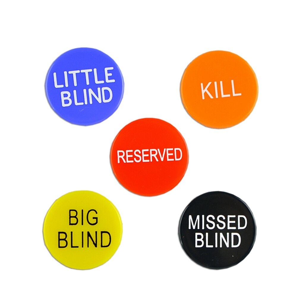 Big Blind, Kill, Reserved, Missed Blind, Little Blind, Dealer Puck Buttons(6pk