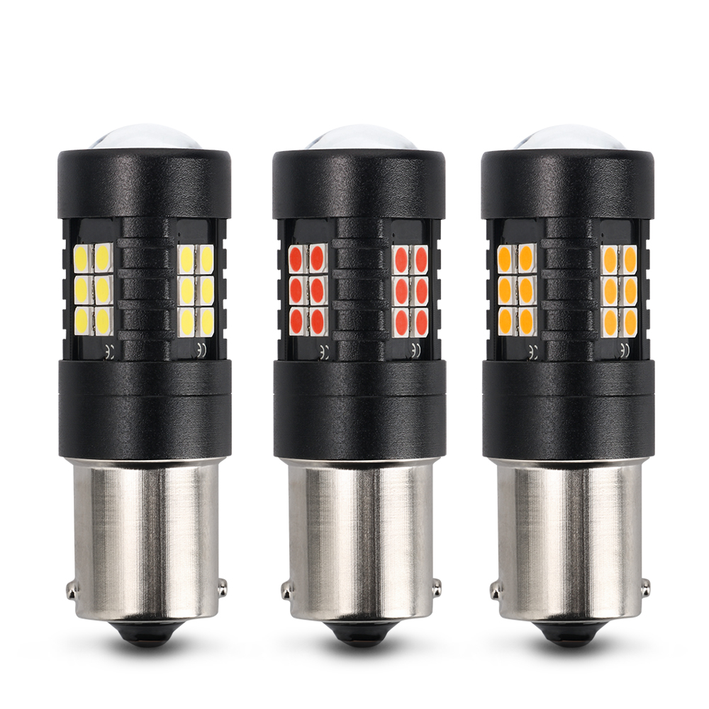 Ampoules Led Canbus sans erreur 1156 BA15S P21W 1157 BAY15D 21W 1156 BAU15S 3030 21SMD pour feu stop inversé, clignotant blanc, 1 pièce