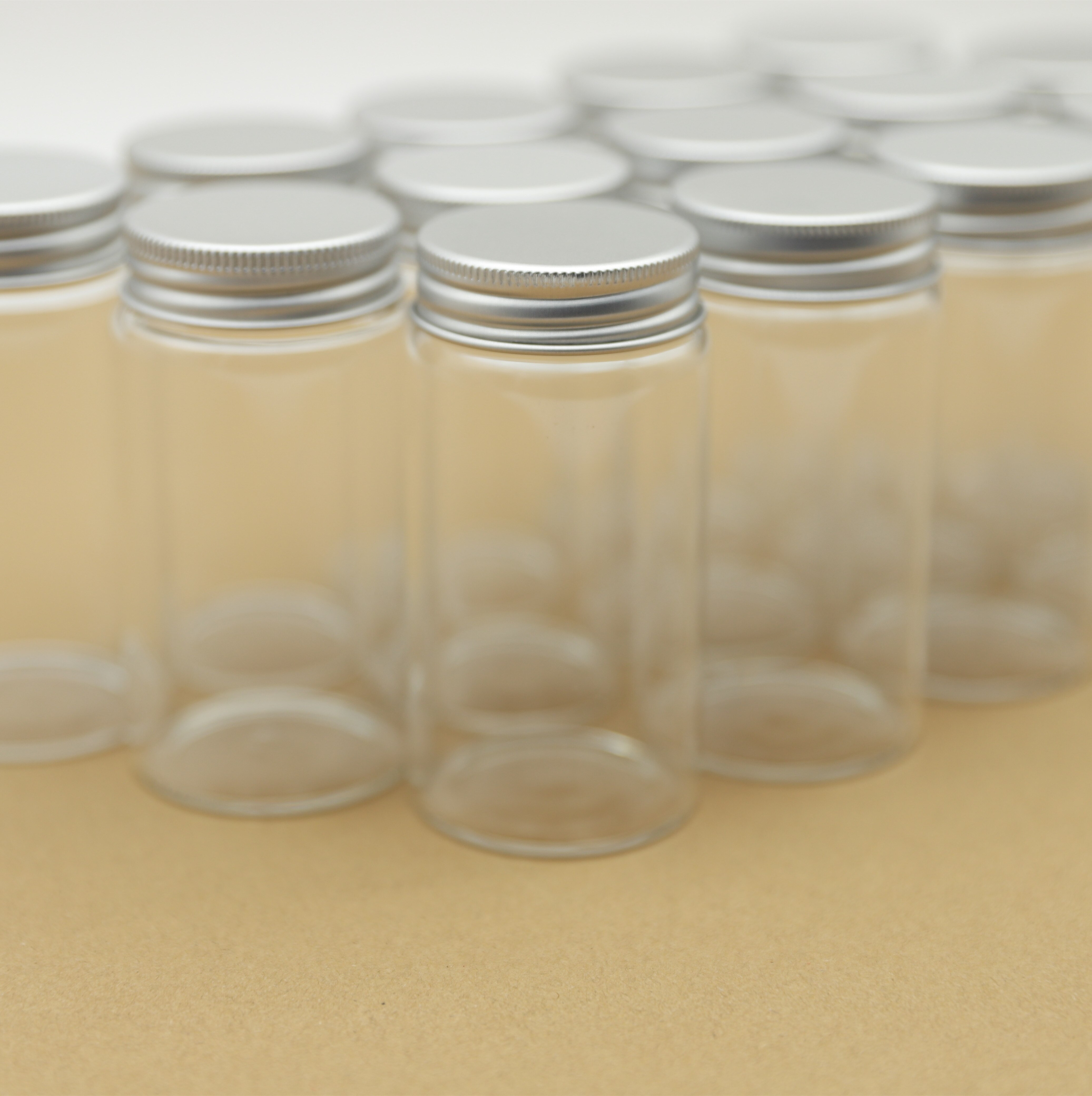 6 Pieces 47*90mm 120ml Small Glass Bottle Test Tube Silver Screw Cap Glass Jars Transparent Empty Bottles