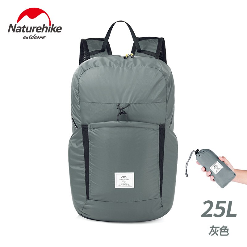 NatureHike Outdoor Folding Ultra Light Waterproof 30D Backpacks Wear-Resisting Travel camping Hiking Backpacks Bag: upgrade Gray